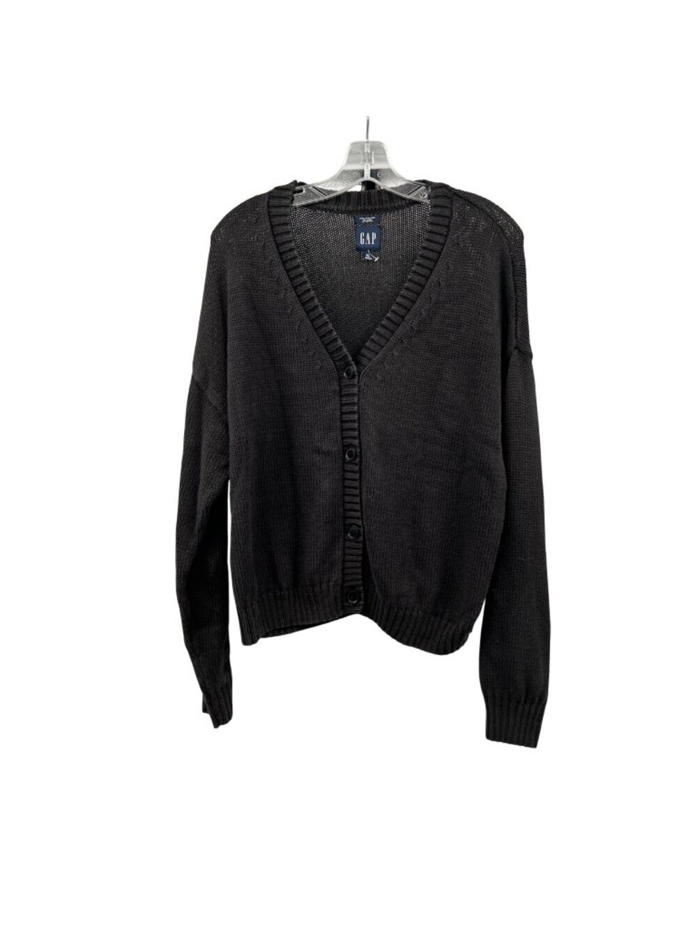 Gap Womens Knit Cardigan V-Neck Button Up Charcoal Size XL
